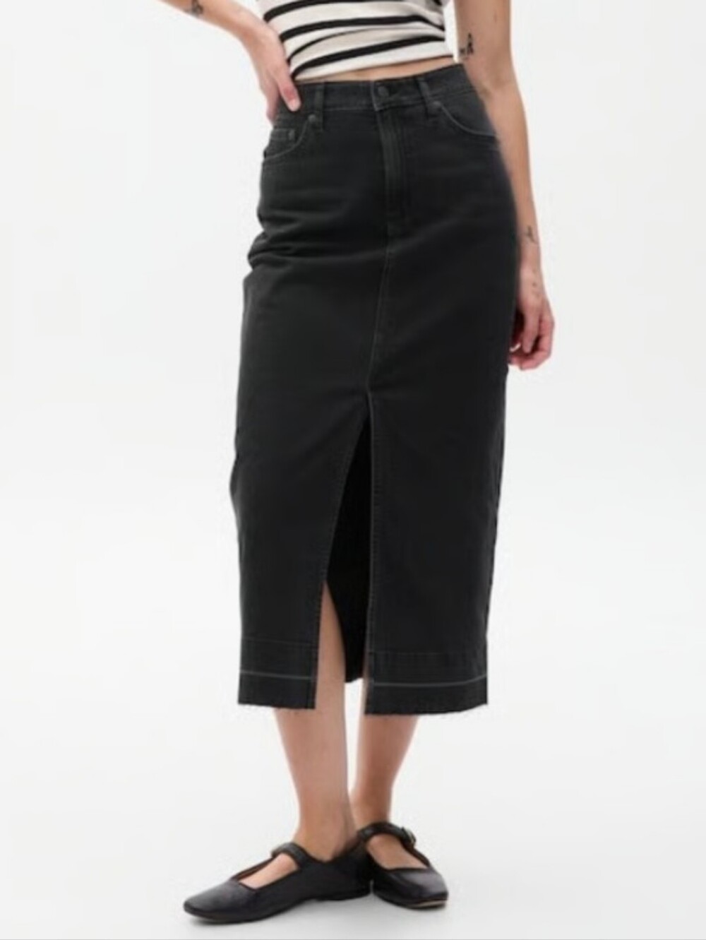 Gap denim midi skirt black wash size 28/6P